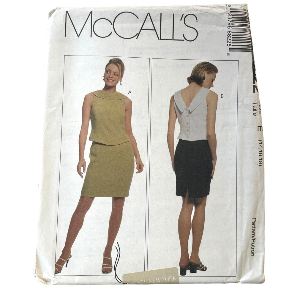 McCalls Sewing Pattern 8822 Lined Two Piece Mock Dress Size 14-18